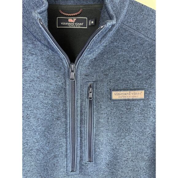 Vineyard Vines Mountain Quarter Zip Fleece Sweater Pullover Blue Men's Medium - Picture 5 of 10